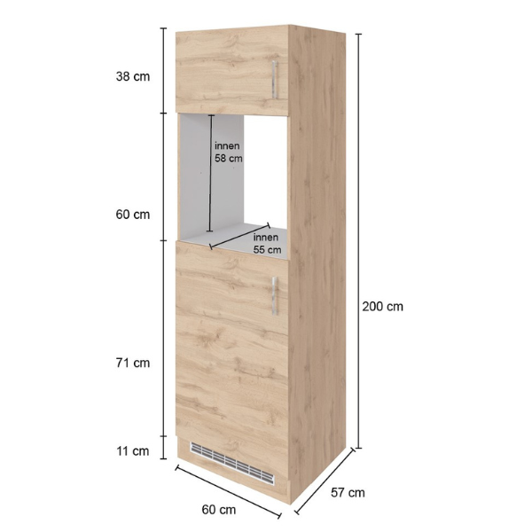 Armoire de cuisine pour réfrigérateur et four Sorrella 2 portes - blanc/chêne - Image 5