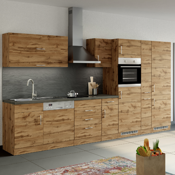 Armoire de cuisine pour réfrigérateur et four Sorrella 2 portes - chêne - Image 5