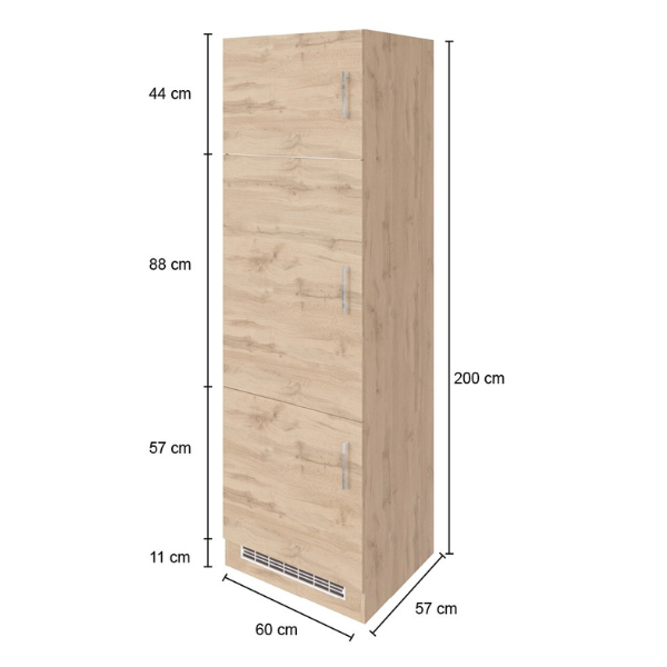 Armoire de cuisine pour réfrigérateur Sorrella 60cm 3 portes - anthracite/chêne - Image 3