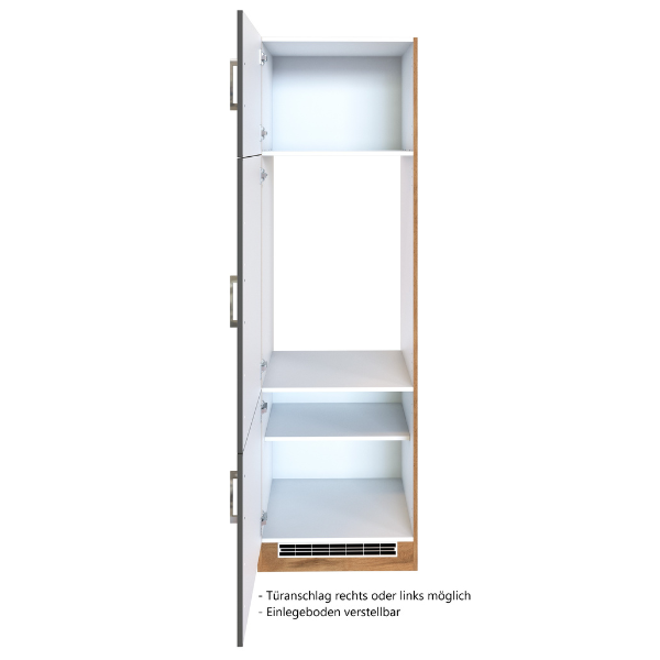 Armoire de cuisine pour réfrigérateur Sorrella 60cm 3 portes - anthracite/chêne - Image 7