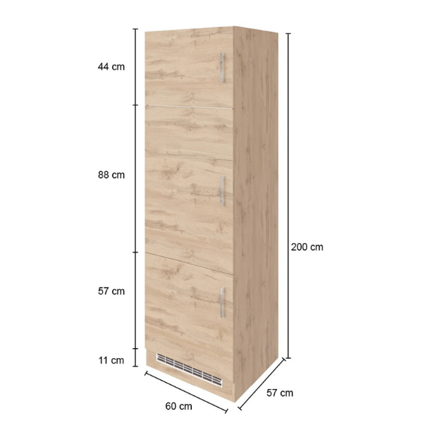Armoire de cuisine pour réfrigérateur Sorrella 60cm 3 portes - chêne/graphite - Image 2