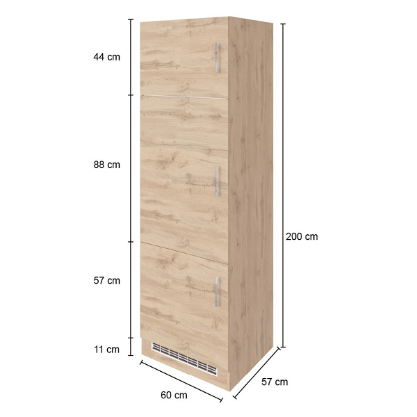 Armoire de cuisine pour réfrigérateur Sorrella 60cm 3 portes - chêne - Image 3
