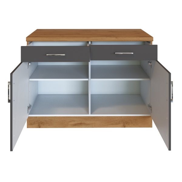 Armoire de cuisine Sorrella 100cm 2 portes & 2 tiroirs - anthracite/chêne - Image 8