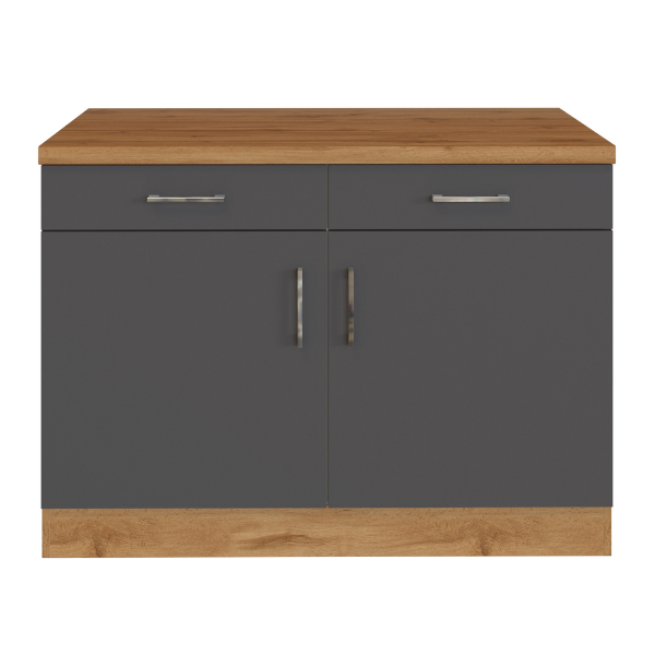 Armoire de cuisine Sorrella 100cm 2 portes & 2 tiroirs - anthracite/chêne - Image 1