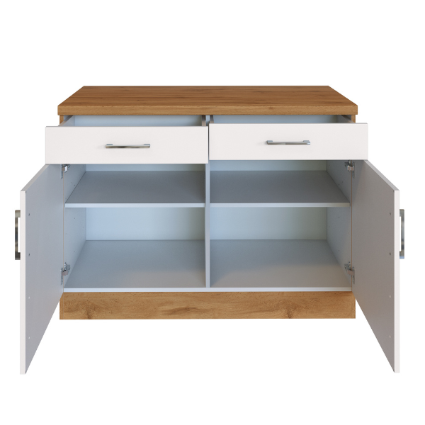 Armoire de cuisine Sorrella 100cm 2 portes & 2 tiroirs - blanc/chêne - Image 8