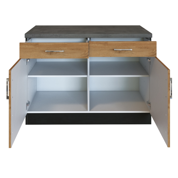 Armoire de cuisine Sorrella 100cm 2 portes & 2 tiroirs - chêne/graphite - Image 8