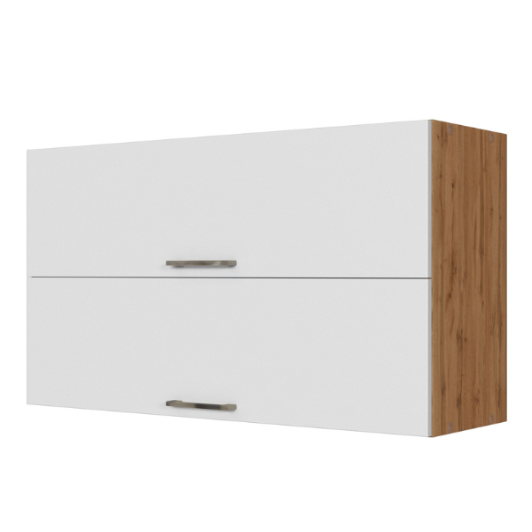 Armoire de cuisine Sorrella 100cm avec 2 portes pliantes - blanc/chêne - Image 9