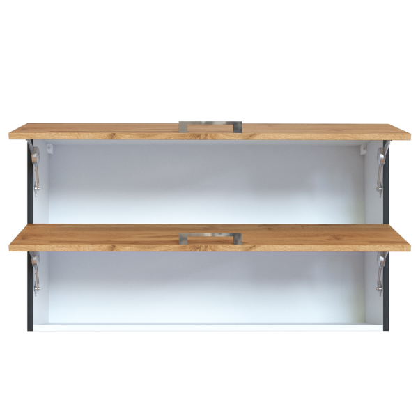 Armoire de cuisine Sorrella 100cm avec 2 portes pliantes - chêne/graphite - Image 7