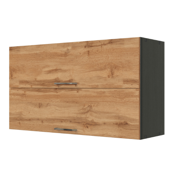 Armoire de cuisine Sorrella 100cm avec 2 portes pliantes - chêne/graphite - Image 9