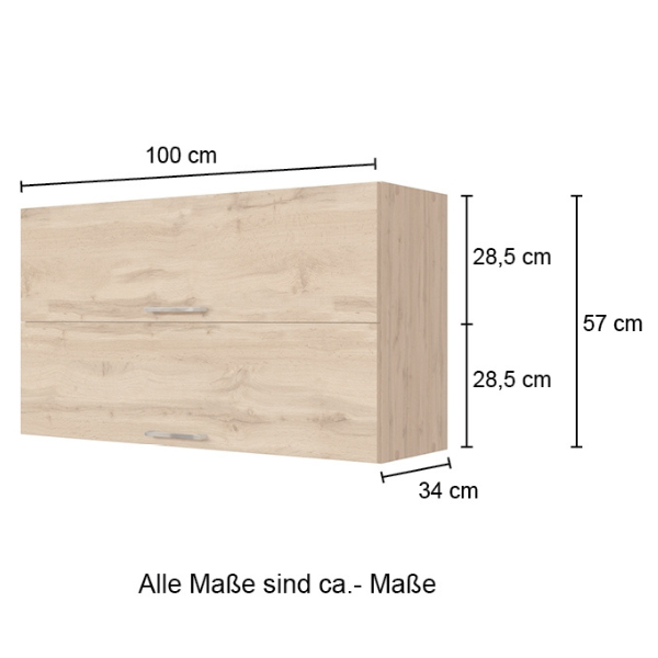 Armoire de cuisine Sorrella 100cm avec 2 portes pliantes - chêne - Image 5