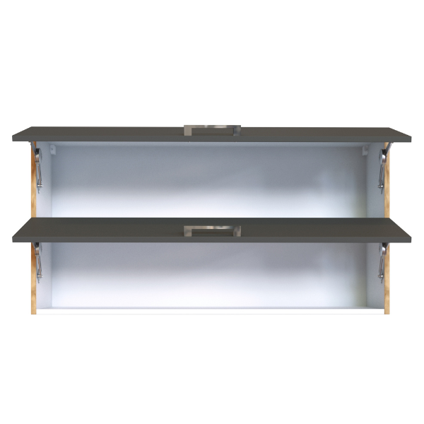 Armoire de cuisine Sorrella 110cm avec 2 portes pliantes - anthracite/chêne - Image 7