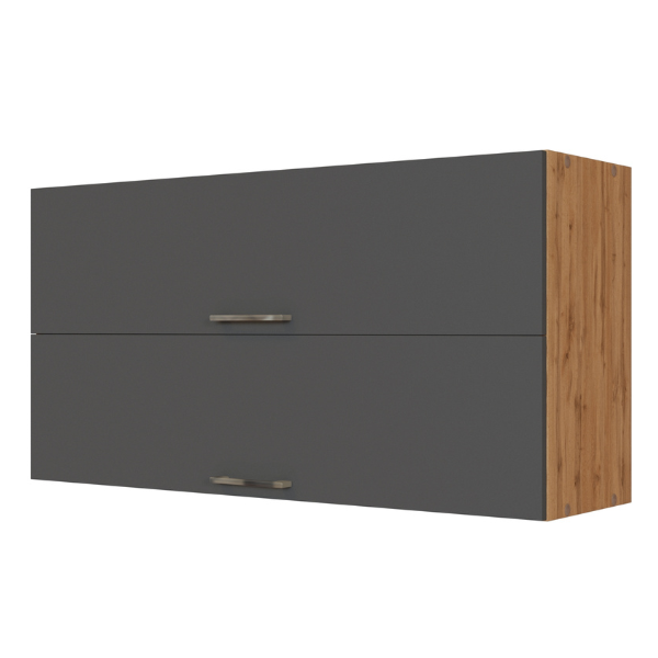 Armoire de cuisine Sorrella 110cm avec 2 portes pliantes - anthracite/chêne - Image 9