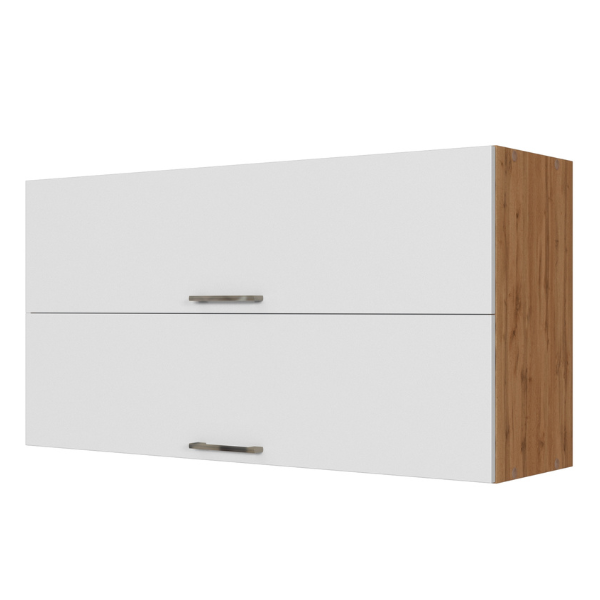 Armoire de cuisine Sorrella 110cm avec 2 portes pliantes - blanc/chêne - Image 8
