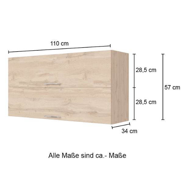 Armoire de cuisine Sorrella 110cm avec 2 portes pliantes - chêne - Image 5