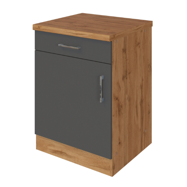 Armoire de cuisine Sorrella 50cm 1 porte & 1 tiroir - anthracite/chêne - Image 11