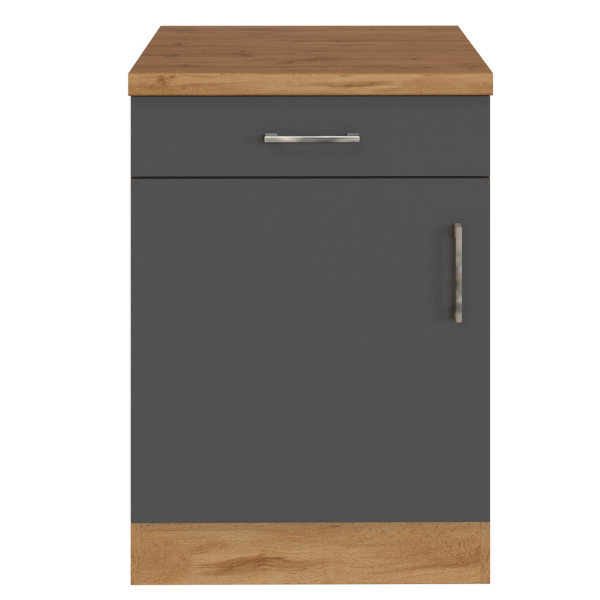 Armoire de cuisine Sorrella 50cm 1 porte & 1 tiroir - anthracite/chêne - Image 12