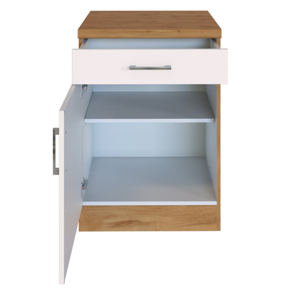 Armoire de cuisine Sorrella 50cm 1 porte & 1 tiroir - blanc/chêne - Image 10