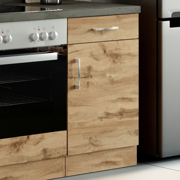 Armoire de cuisine Sorrella 50cm 1 porte & 1 tiroir - chêne/béton