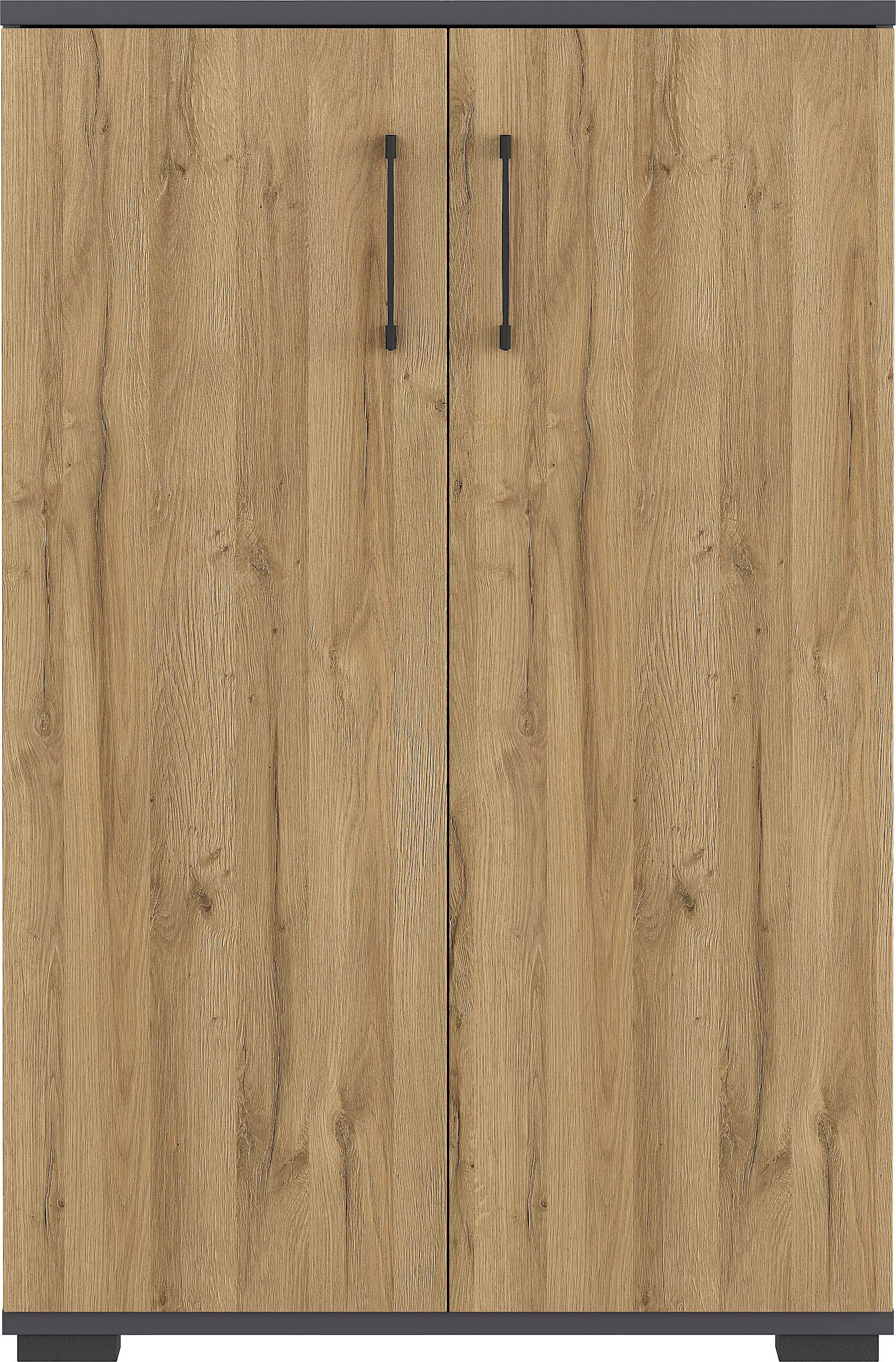 Armoire de rangement basse Presley 80cm à 2 portes - chêne/graphite - Image 2