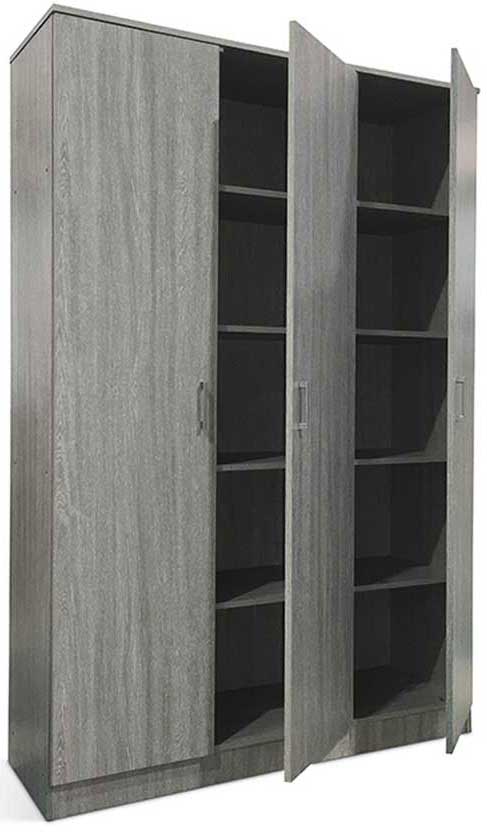 Armoire de rangement Ray 120cm à 3 portes et 4 tablettes - chêne gris - Image 9