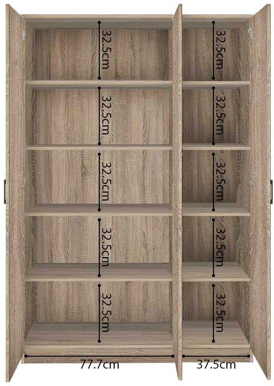 Armoire de rangement Ray 120cm à 3 portes et 4 tablettes - chêne sonoma - Image 2