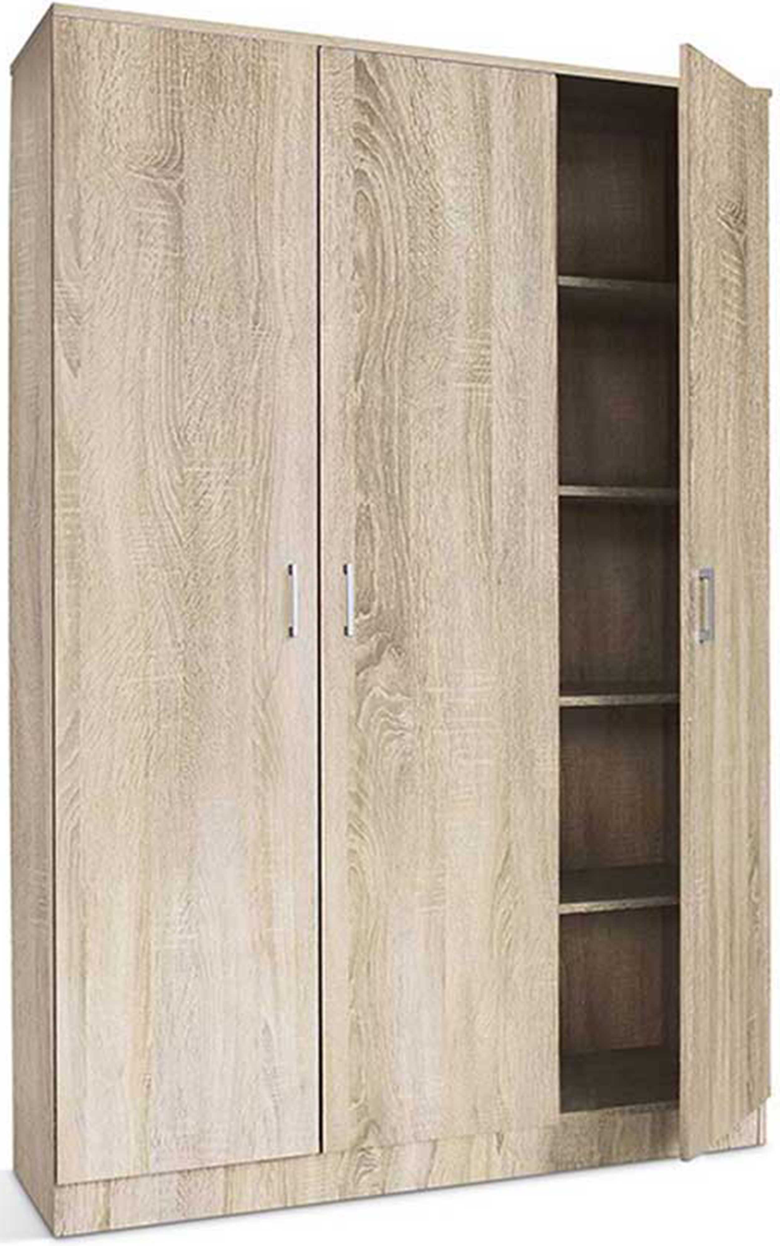 Armoire de rangement Ray 120cm à 3 portes et 4 tablettes - chêne sonoma - Image 4