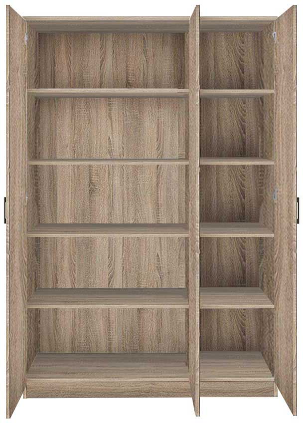 Armoire de rangement Ray 120cm à 3 portes et 4 tablettes - chêne sonoma - Image 5