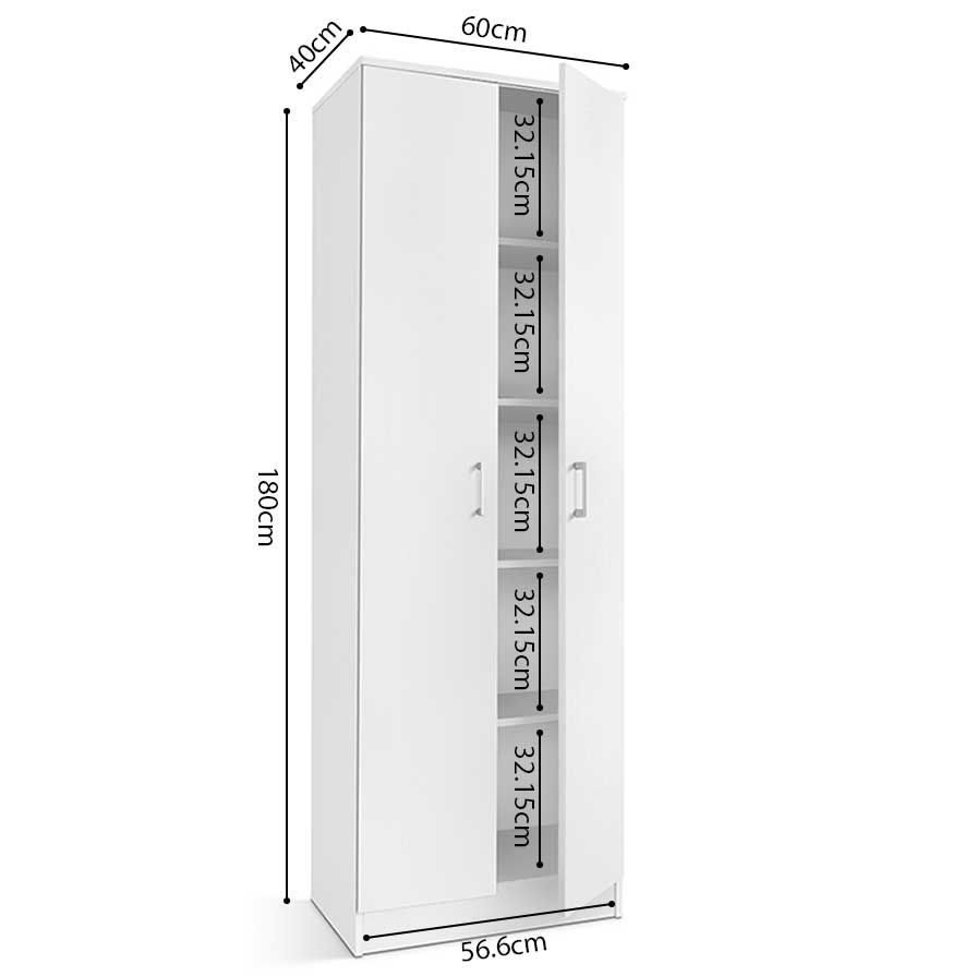 Armoire de rangement Ray 60cm à 2 portes et 4 tablettes - blanc - Image 4