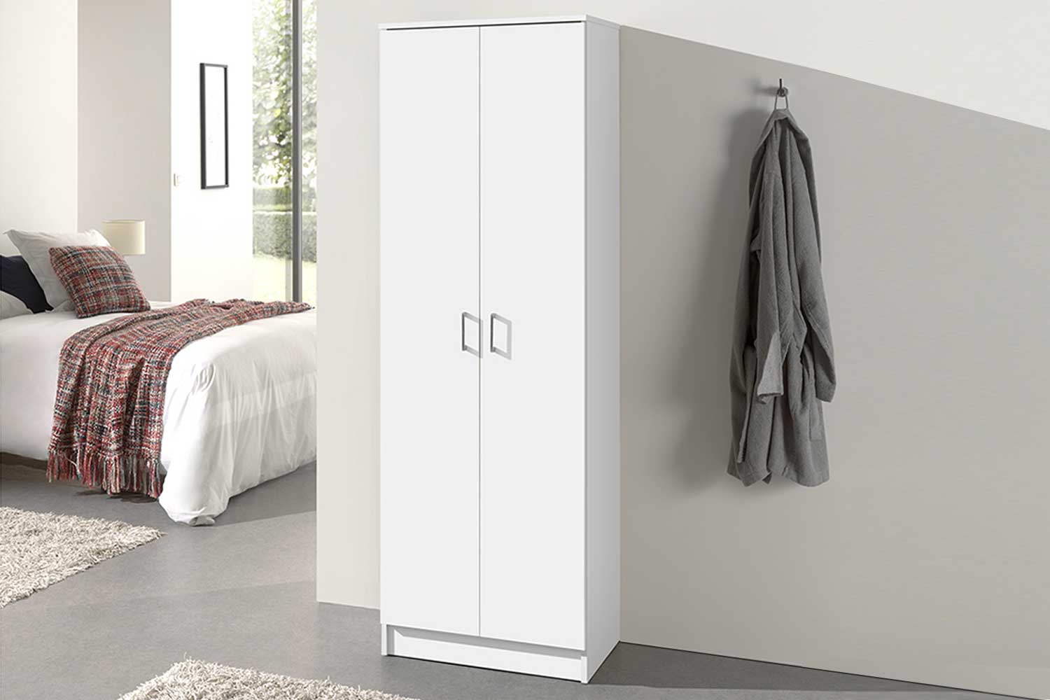 Armoire de rangement Ray 60cm à 2 portes et 4 tablettes - blanc - Image 7