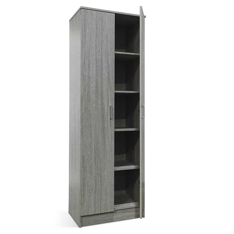 Armoire de rangement Ray 60cm à 2 portes et 4 tablettes - chêne gris - Image 8