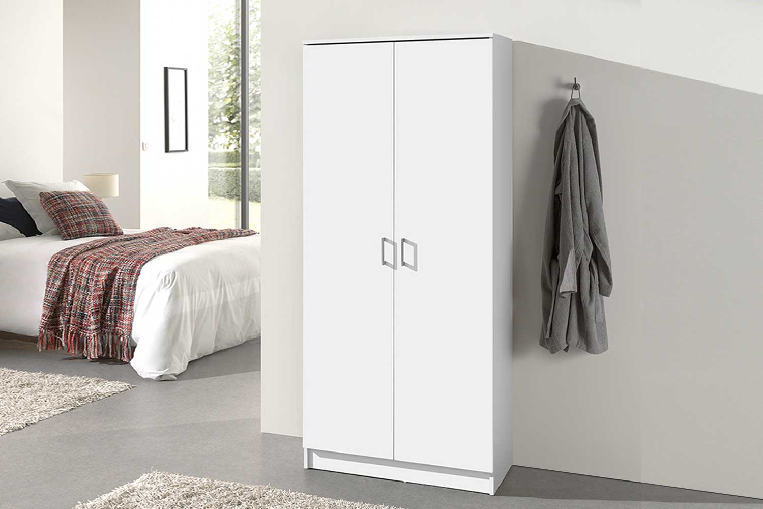 Armoire de rangement Ray 80cm à 2 portes et 4 tablettes - wit - Image 6