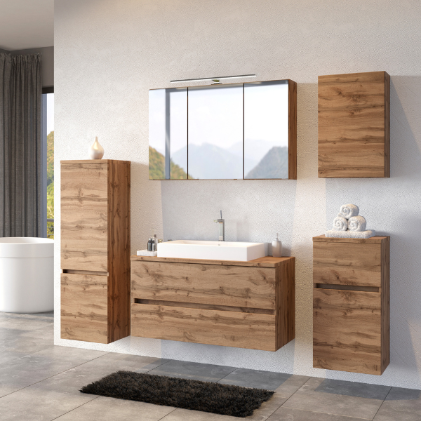 Armoire de salle de bain Pisca 40cm 1 porte & 1 tiroir - chêne - Image 2
