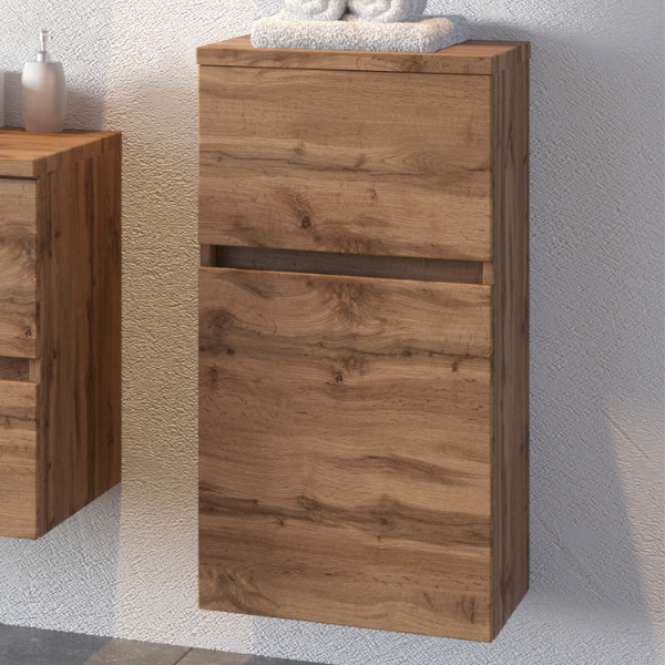Armoire de salle de bain Pisca 40cm 1 porte & 1 tiroir - chêne
