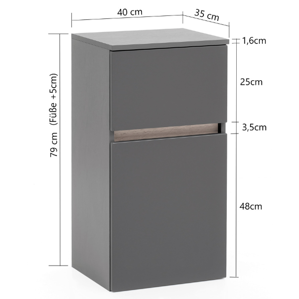 Armoire de salle de bain Vikas 1 porte & 1 tiroir - anthracite - Image 2