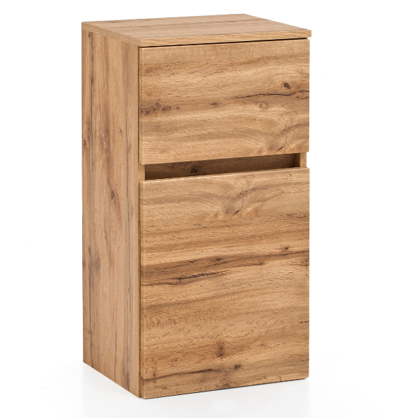 Armoire de salle de bain Vikas 1 porte & 1 tiroir - chêne - Image 12