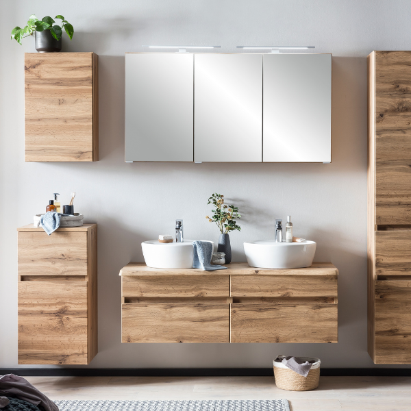 Armoire de salle de bain Vikas 1 porte & 1 tiroir - chêne - Image 4