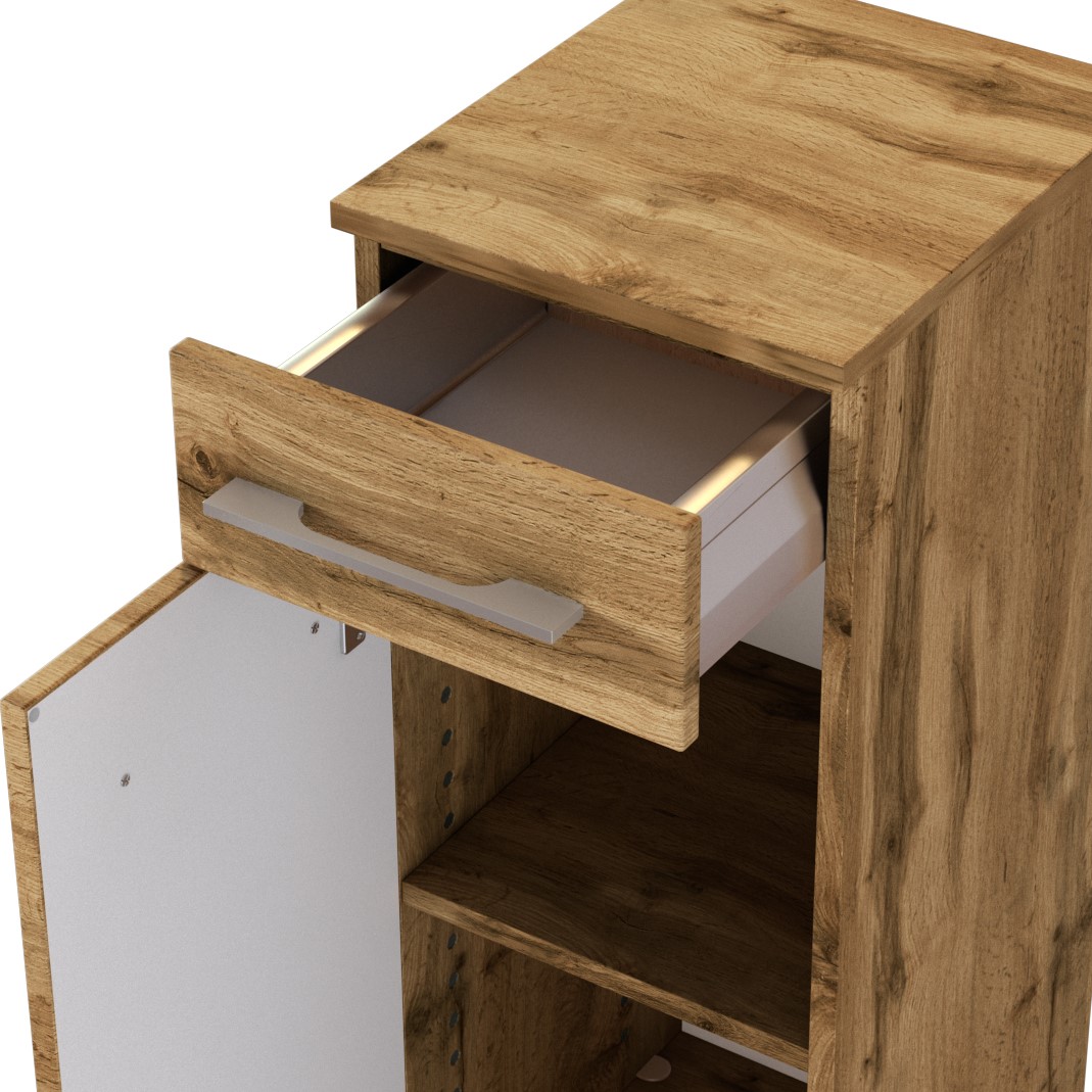 Armoire de salle de bains Sefa 30cm 1 porte et 1 tiroir - chêne - Image 3