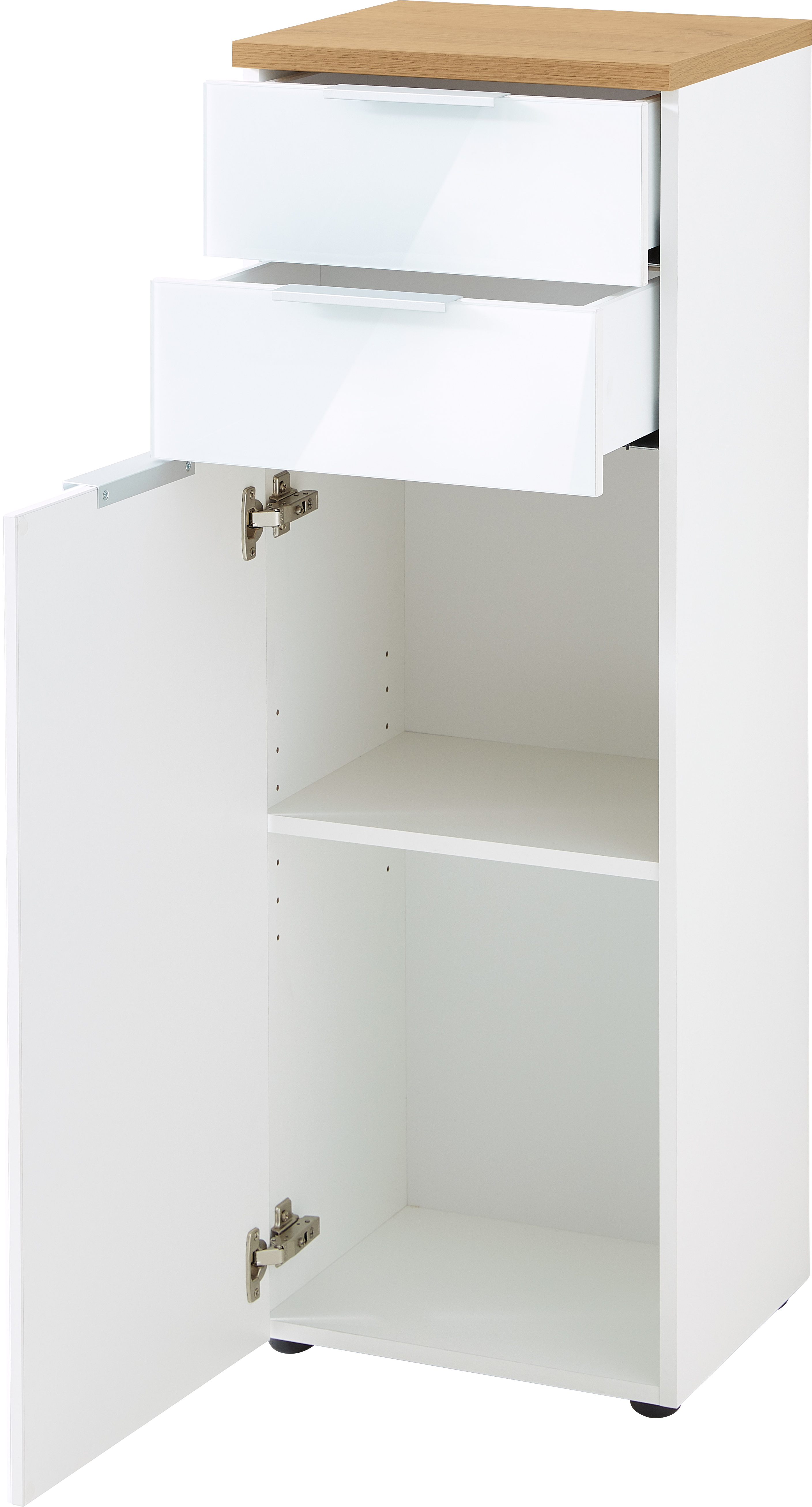 Armoire de salle de bains Sepp avec 1 porte & 2 tiroirs - blanc/chêne - Image 4