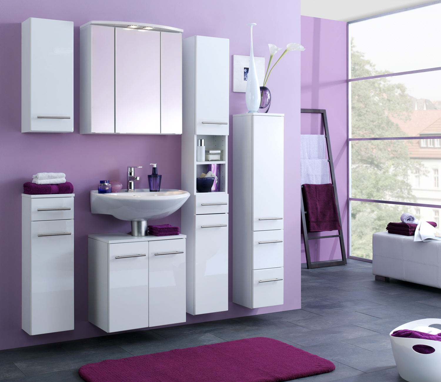 Armoire de salle de bains Small 25cm 1 tiroir & 1 porte - blanc brillant - Image 6