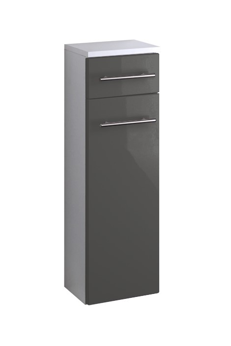 Armoire de salle de bains Small 25cm 1 tiroir & 1 porte - gris brillant - Image 10