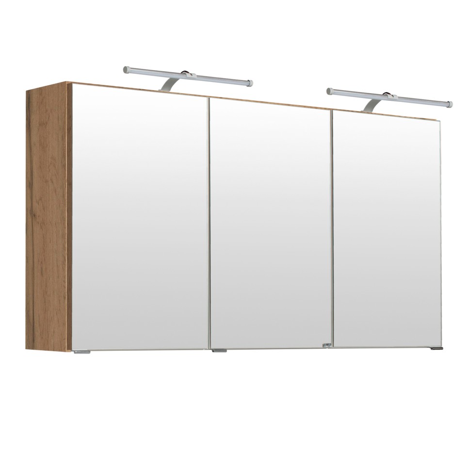 Armoire de toilette Bobbi 120cm modèle 2 3 portes & eclairage LED - chêne - Image 6