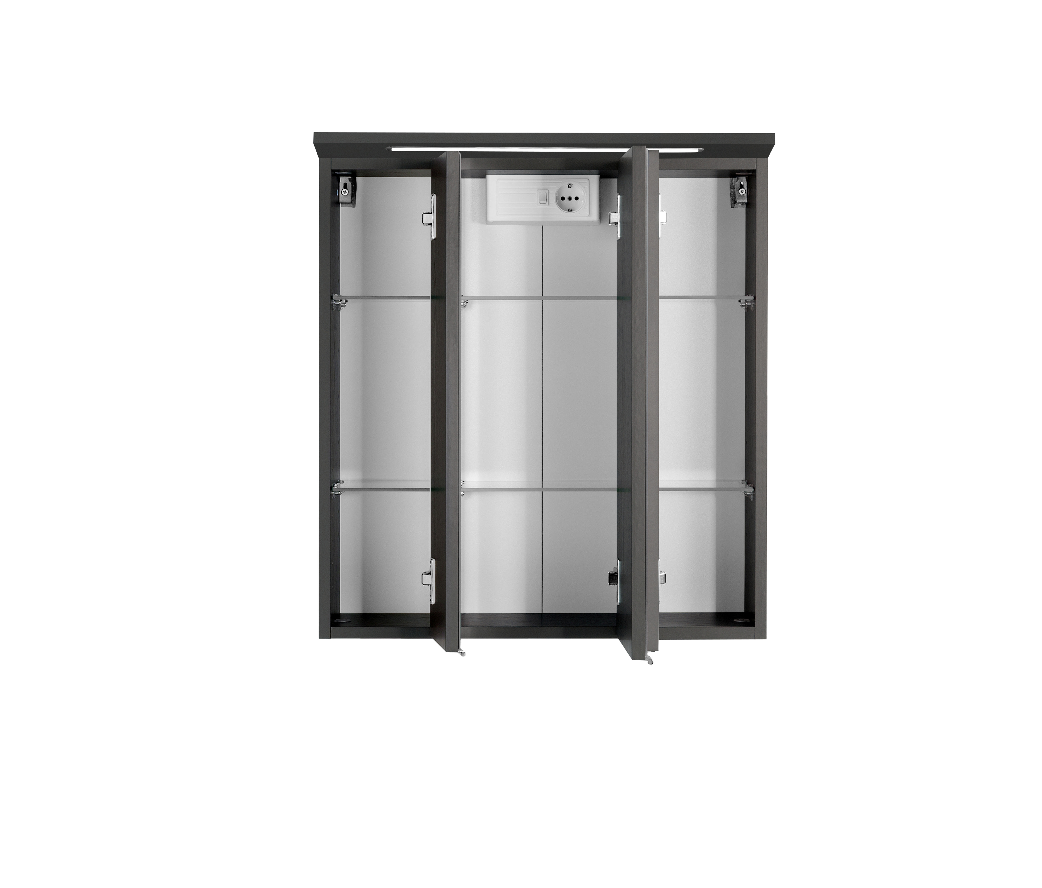 Armoire de toilette Bobbi 60cm modèle 1 3 portes & eclairage LED - graphite - Image 9