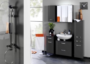 Armoire de toilette Bobbi 60cm modèle 2 3 portes & eclairage LED - graphite - Image 3