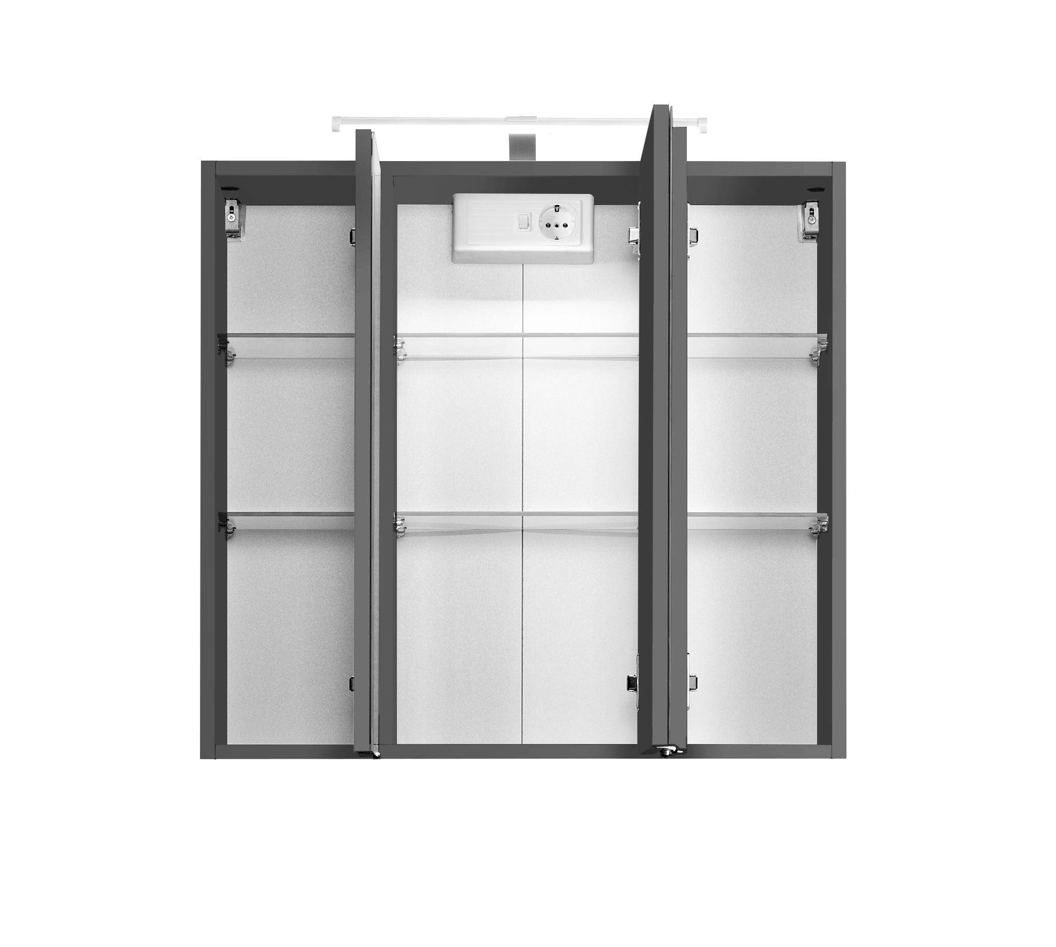 Armoire de toilette Bobbi 80cm modèle 2 3 portes & eclairage LED - graphite - Image 4