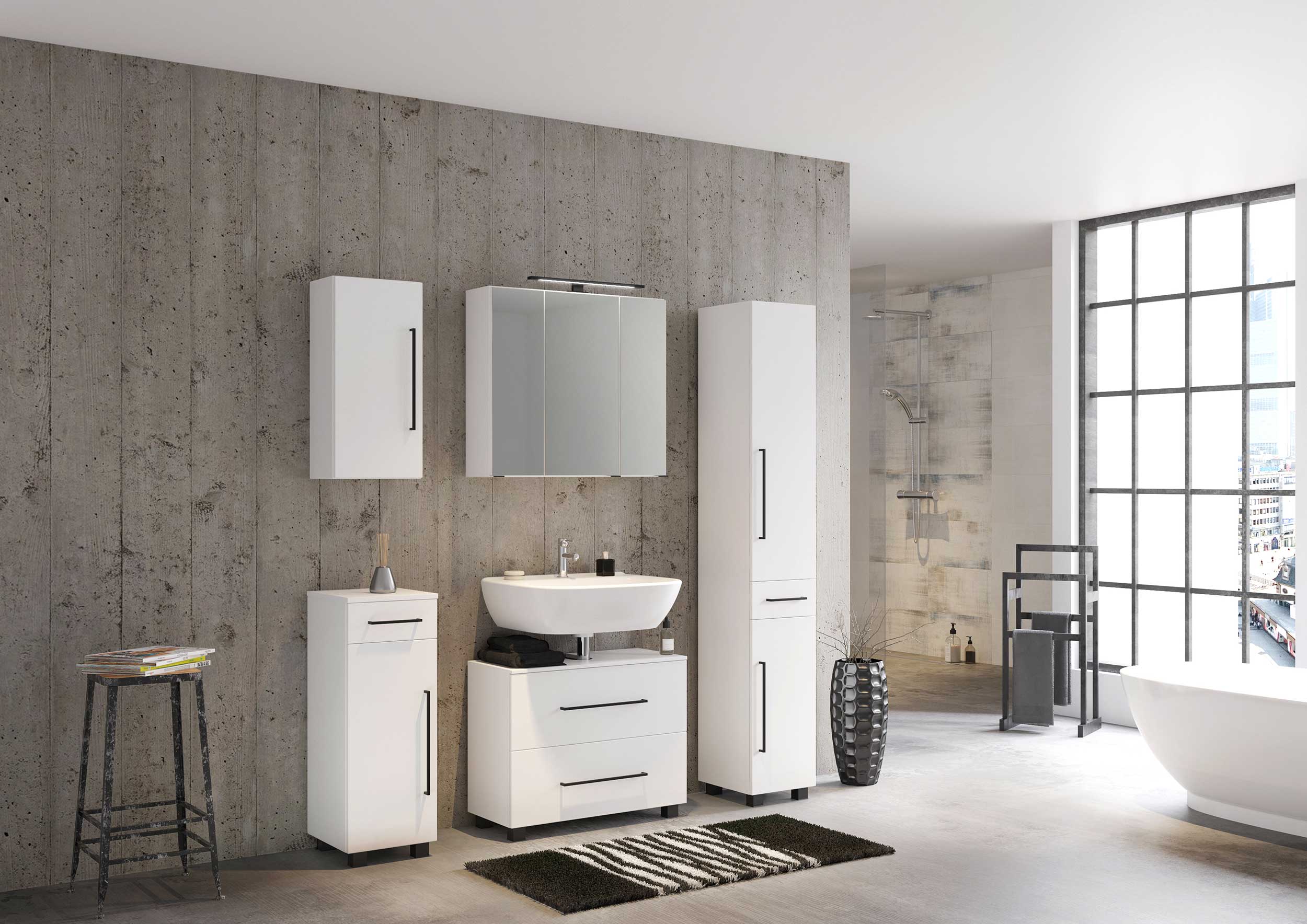 Armoire de toilette Dusan 80cm à 3 portes - blanc - Image 3