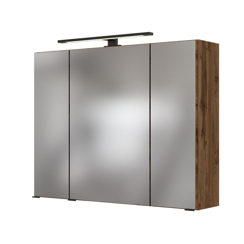 Armoire de toilette Dusan 80cm à 3 portes - chêne wotan - Image 6