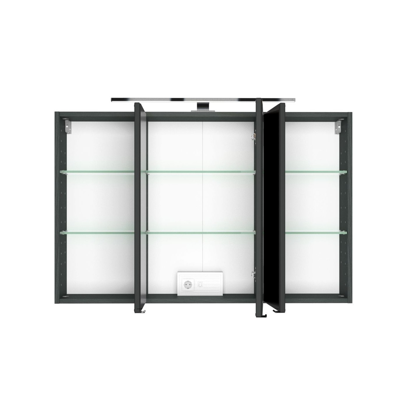Armoire de toilette Florent 120cm 3 portes & éclairage LED - graphite - Image 4