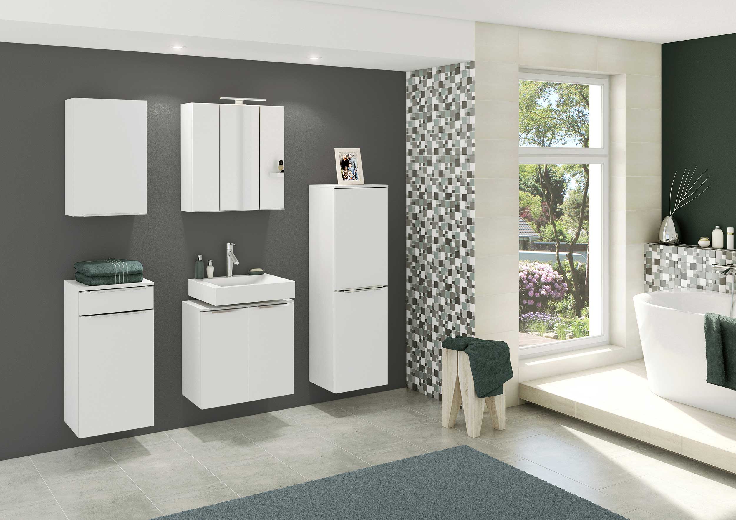 Armoire de toilette Hansen 60cm 3 portes - blanc - Image 6