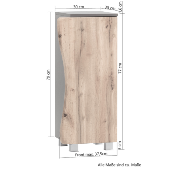 Armoire de toilette Karan 37cm 1 porte - chêne/anthracite - Image 5