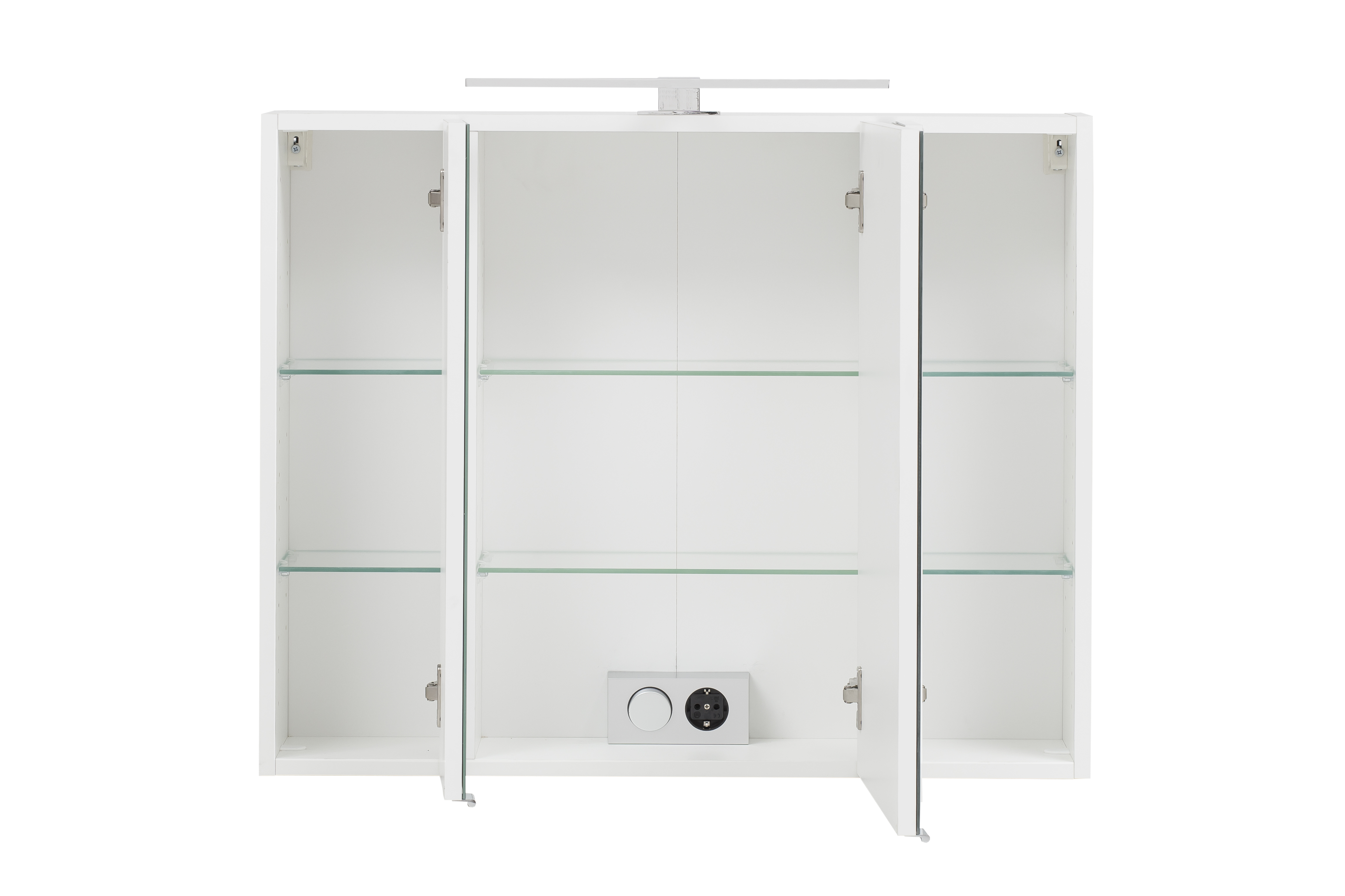 Armoire de toilette Kornel 80cm 3 portes & éclairage LED - blanc - Image 11